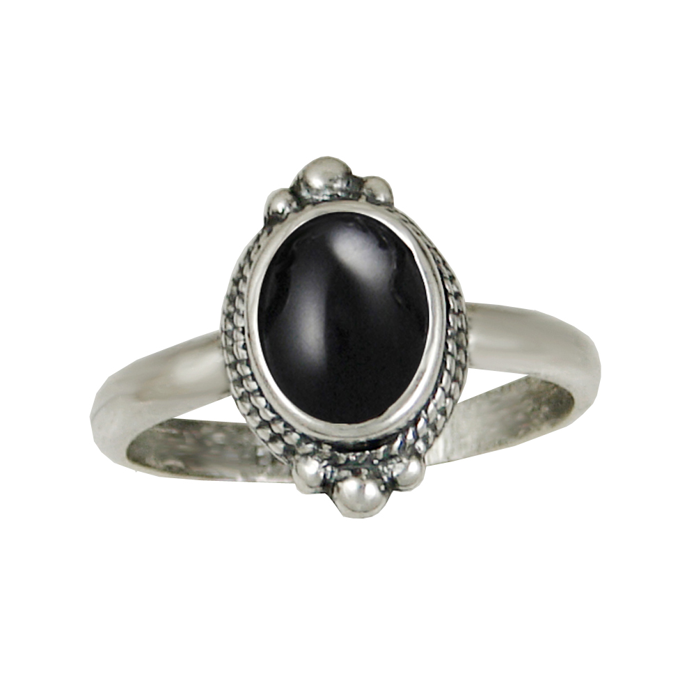 Sterling Silver Ring With Black Onyx Size 9